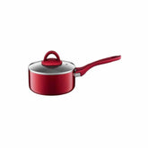 Ambition Jasper Saucepan with Lid and Qualum Basic Stone Coating 16cm - Red
